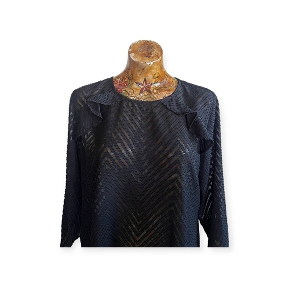 Van Heusen blouse sheer top loose black large - Picture 2 of 8